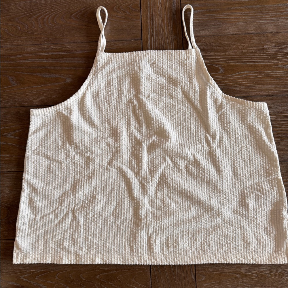 Cream Ribbed Tank Top